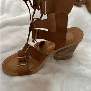 Dolce Vita Brown Lace-Up Block Heel Sandals